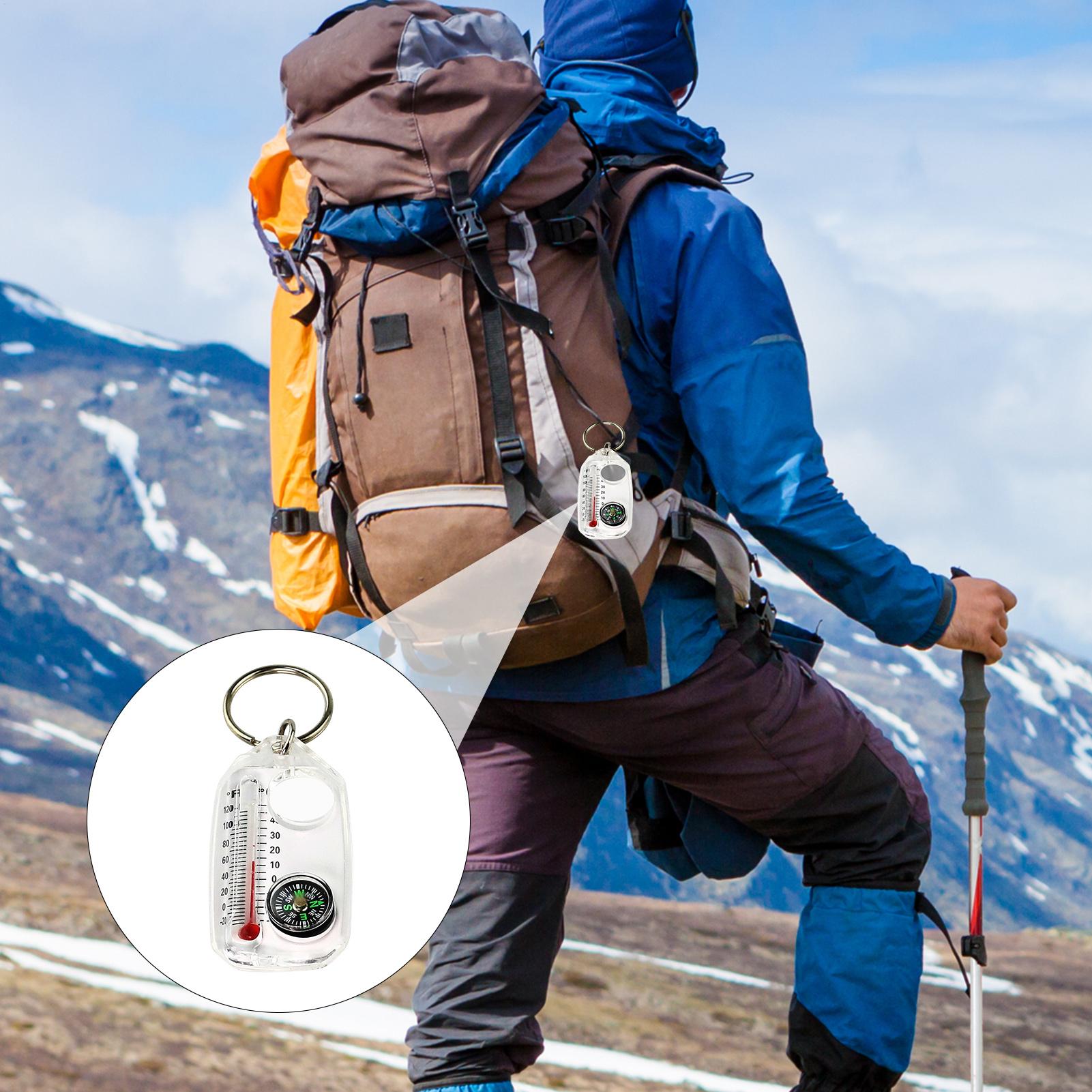 Outdoor Hunting Guide - ポータブルアウトドアキーホルダーコンパス温度計コンボ小型ガイドキーリングキャンプハイキング狩猟冒険用