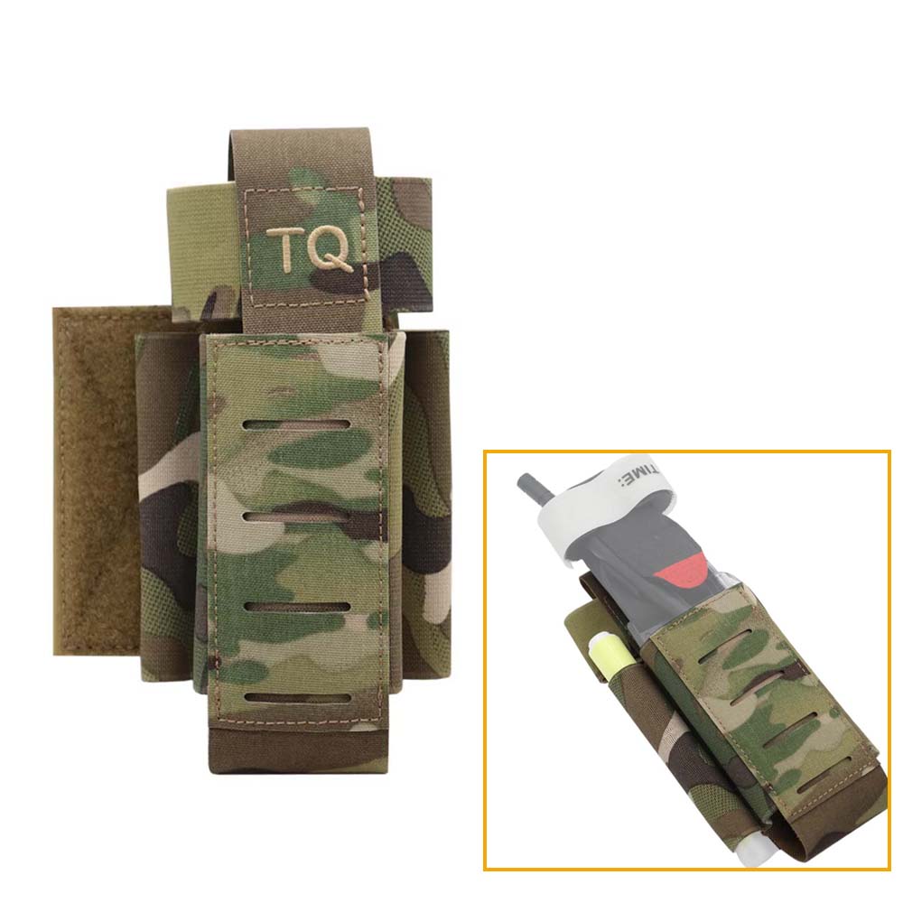 Outdoor Hunting Kit - 屋外戦術止血帯ポーチ TQ ホルダークイック展開外傷キット収納フックループパネル付きエアガン戦闘狩猟ベスト用
