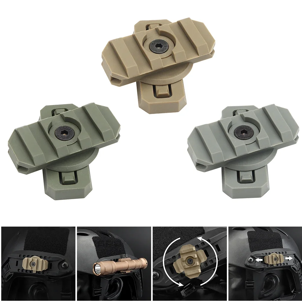 Outdoor Hunting Guide - 2 個の戦術ヘルメットサイドレールマウントアダプタ屋外 360 度ガイド回転エアガン高速ヘルメットレール狩猟アクセサリー