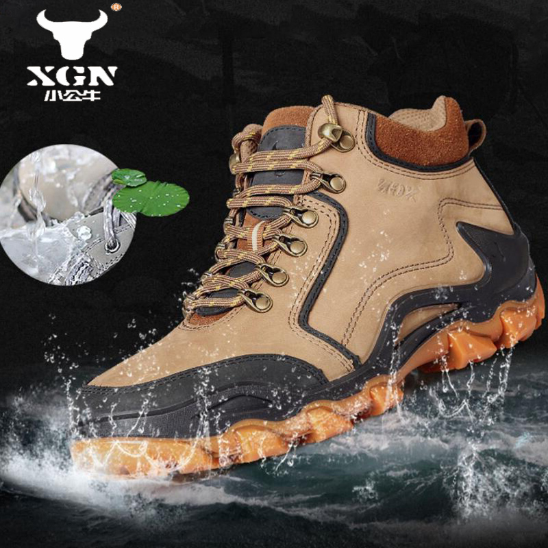 Outdoor Hunting Boots For Men - Xgn-メンズアウトドアハイキングシューズ,防水ハンティングブーツ,タクティカルデザート,アンクルトレッキングスニーカー,牛革
