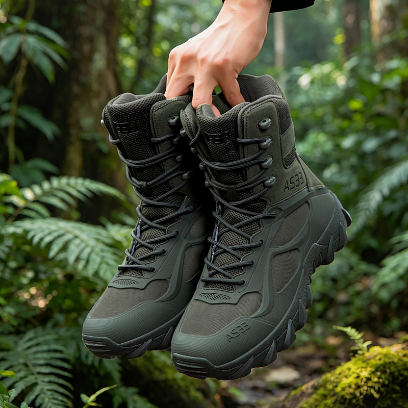 Outdoor Hunting Boots For Men - 男性の戦術的なブーツカジュアル超軽量トレーニング安全作業防水屋外男性軍ブーツ迅速な応答足首狩猟ブーツ