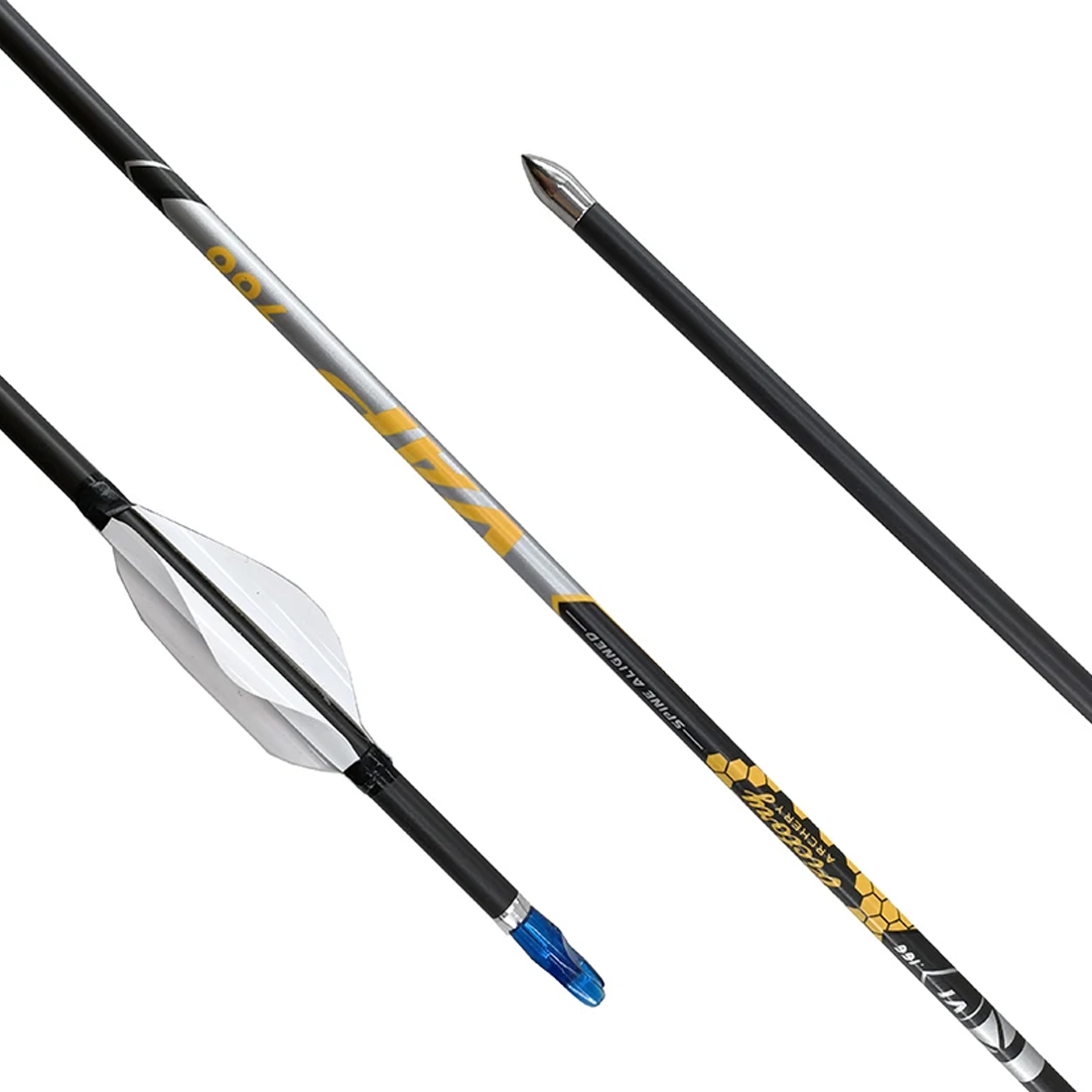 Hunting Bow Compound - 12本入り カーボン矢 SP350-1000 1.8インチ スピンベーン ID4.2mm