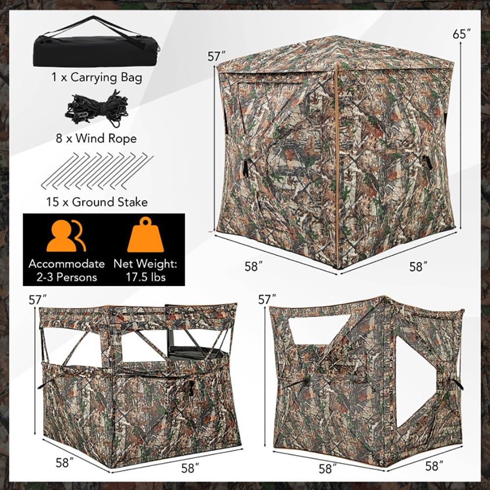 Hunting & Outdoor Supplies Vanderbijlpark - 5-in-1着脱式ハンティングブラインド、天窓付き2～3人用、屋外迷彩シェルター、1個