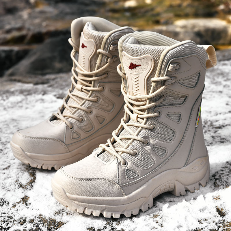 Outdoor Hunting Boots For Men - 豪華な冬の屋外ハイキングブーツカップル男性トレッキングシューズ女性ビッグサイズ 46 狩猟ブーツ男性用登山スニーカー