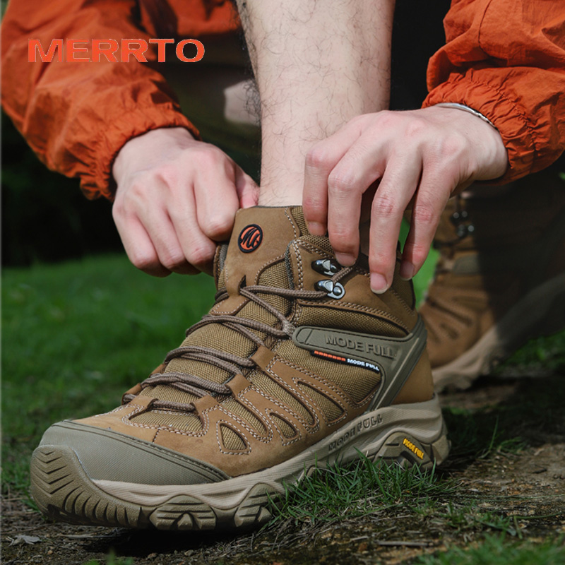 Outdoor Hunting Boots For Men - 牛革メンズハイキングブーツメッシュ女性屋外防水ツリーキングシューズクライミングマウンテンハンティングブーツウォーキングアンクルスニーカー