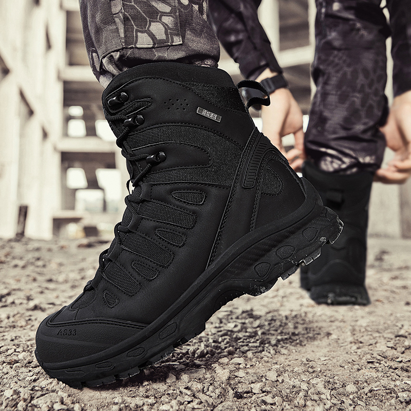 Outdoor Hunting Boots For Men - 新しい男性の戦術的なブーツ軍事ブランド狩猟ハイキング靴足首防水屋外砂漠オートバイユニセックス軍登山靴