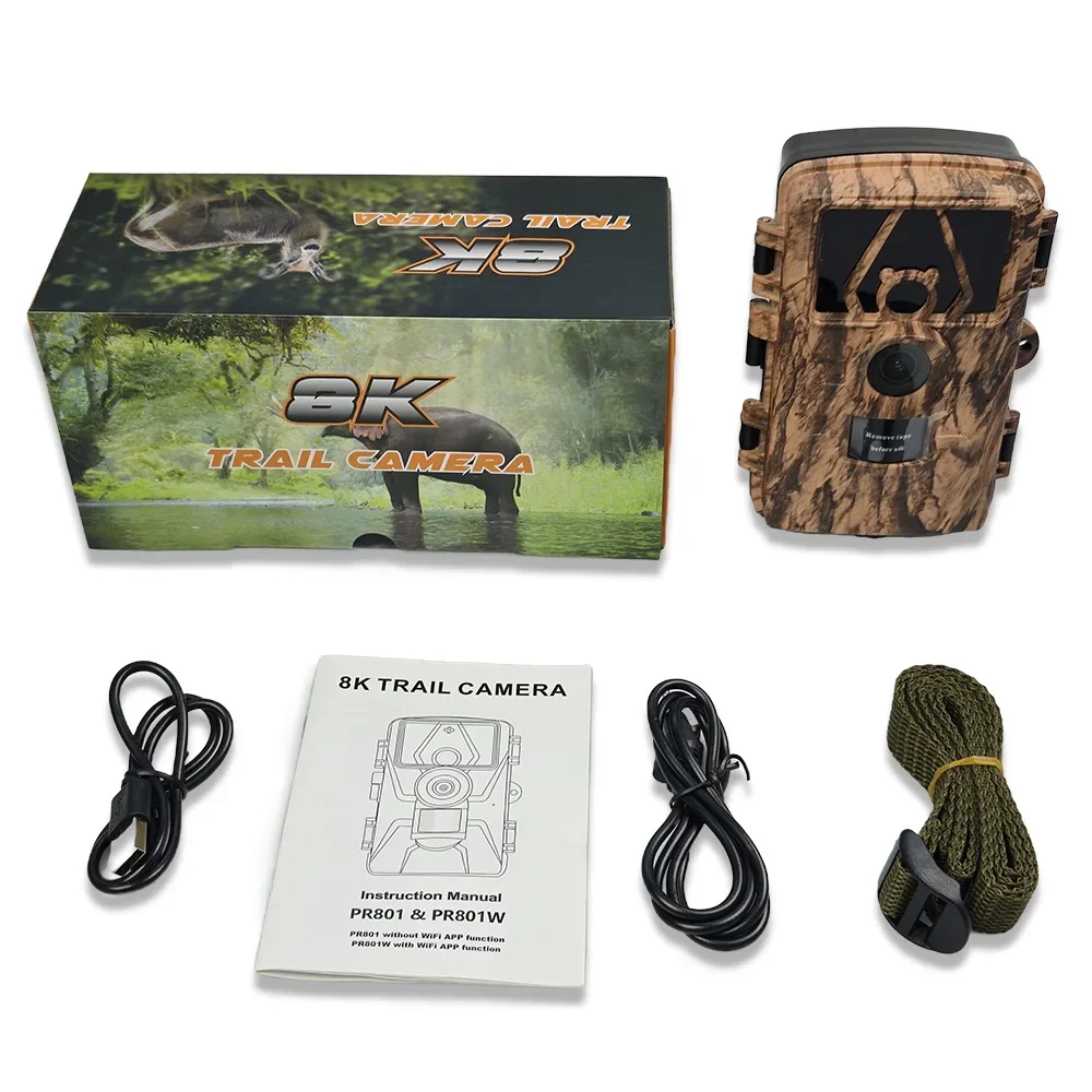 Outdoor Hunting Digital Night Vision - PR801W WIFI 8K 60MP デジタルトレイルカメラ 野生動物/農場監視用