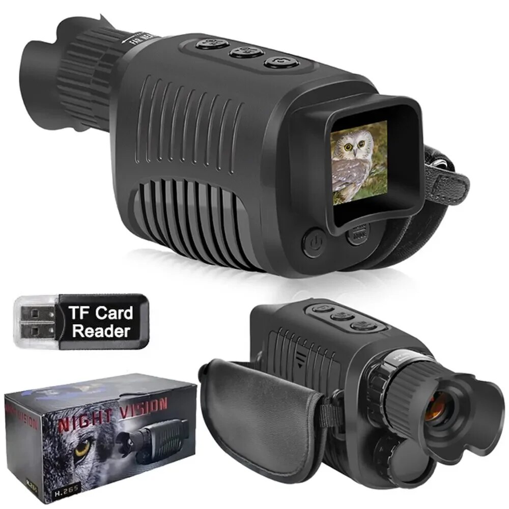 Outdoor Hunting Digital Night Vision - 単眼暗視装置,1080p HD,赤外線カメラ,5倍デジタルライトズーム,狩猟望遠鏡,屋外検索,フルスクリーン300m