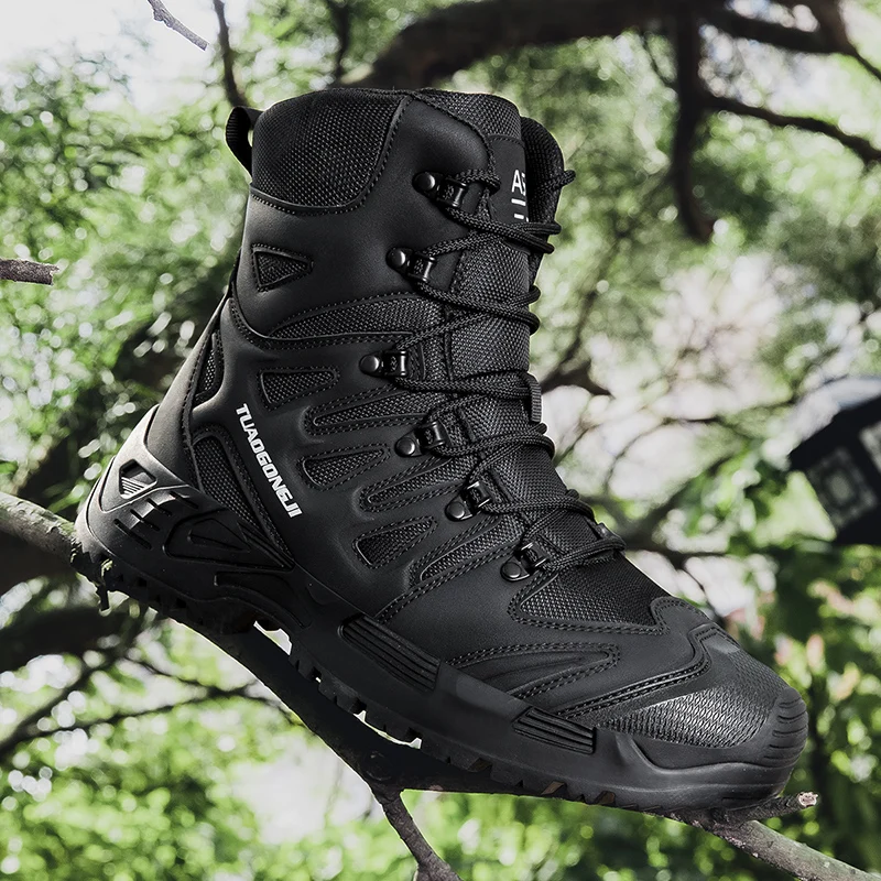 Outdoor Hunting Boots For Men - 男性の屋外ハイキング戦術ブーツ足首デザートブーツスポーツ登山靴軍事作業防水作業安全狩猟靴