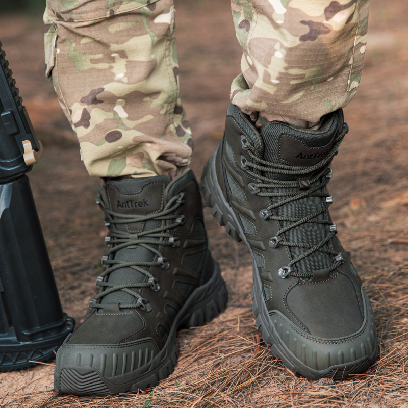 Outdoor Hunting Boots For Men - 男性の戦術的なブーツ防水超軽量アンチスリップ男性高品質キャンプ軍ブーツ屋外デザートブーツ作業狩猟ブーツ