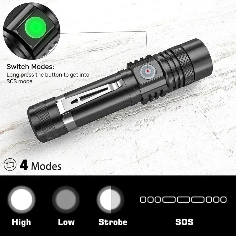 T6 LED 充電式懐中電灯、18650 ズーム可能なトーチ - Hunting Outdoors のレビューと価格