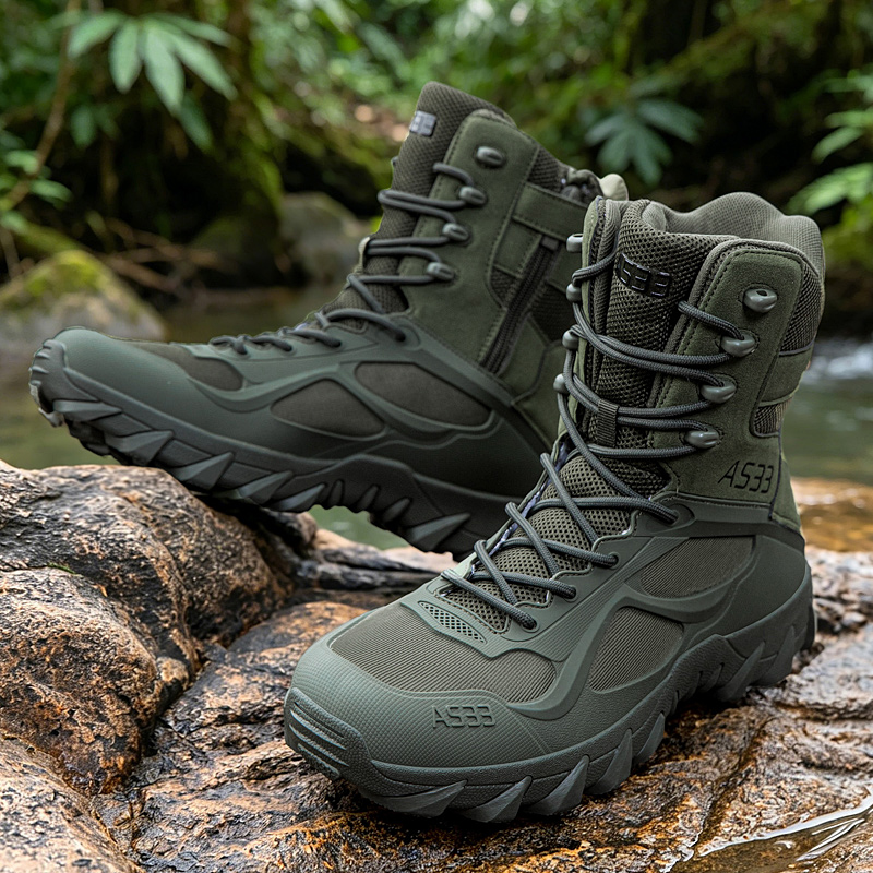 男性の戦術的なブーツカジュアル超軽量トレーニング安全作業防水 - Outdoor Hunting Boots For Men のレビューと価格
