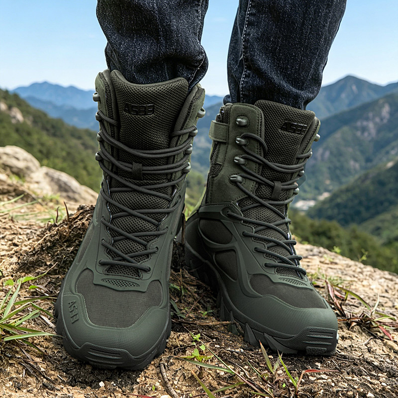 男性の戦術的なブーツカジュアル超軽量トレーニング安全作業防水 - Outdoor Hunting Boots For Men のレビューと価格