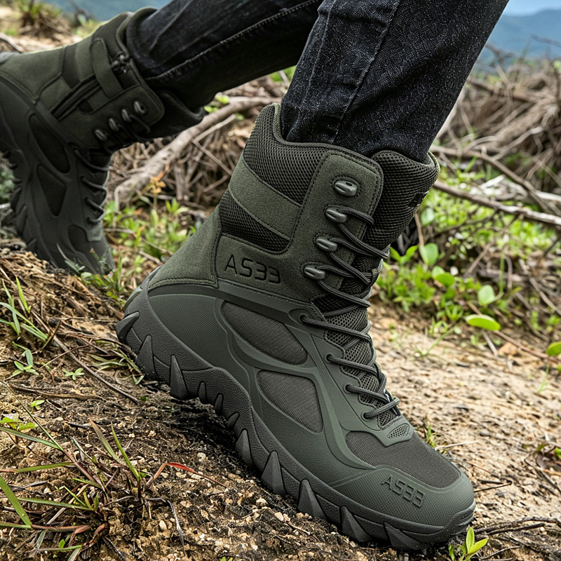 男性の戦術的なブーツカジュアル超軽量トレーニング安全作業防水 - Outdoor Hunting Boots For Men のレビューと価格