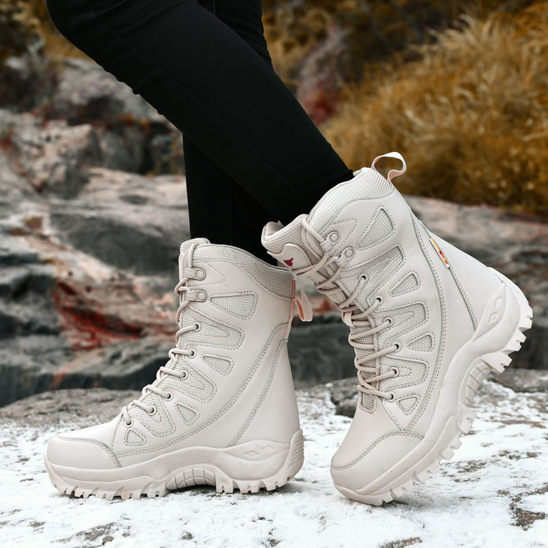 豪華な冬の屋外ハイキングブーツカップル男性トレッキングシュー - Outdoor Hunting Boots For Men のレビューと価格