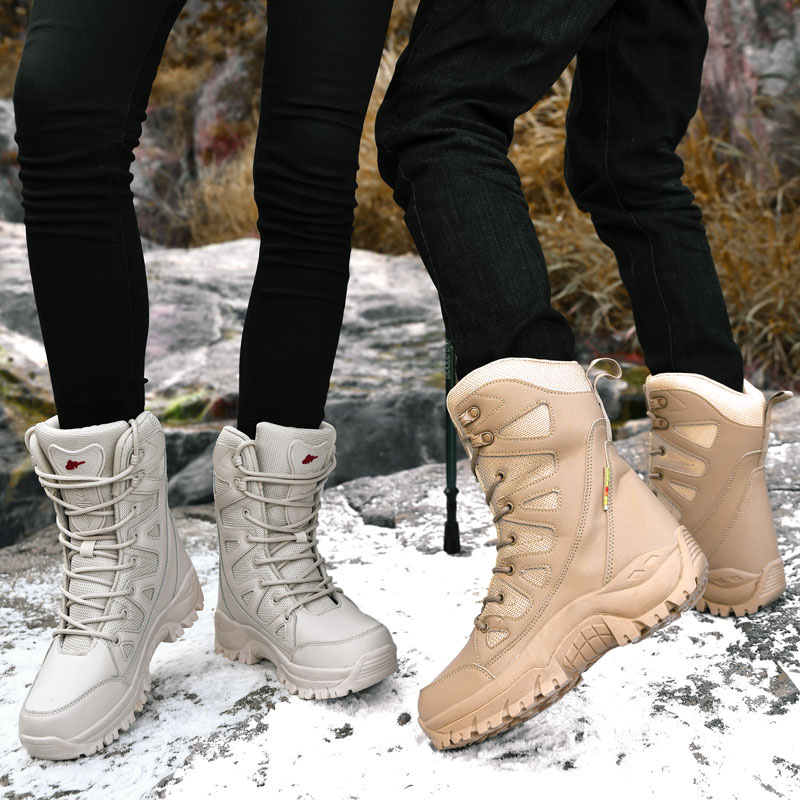 豪華な冬の屋外ハイキングブーツカップル男性トレッキングシュー - Outdoor Hunting Boots For Men のレビューと価格