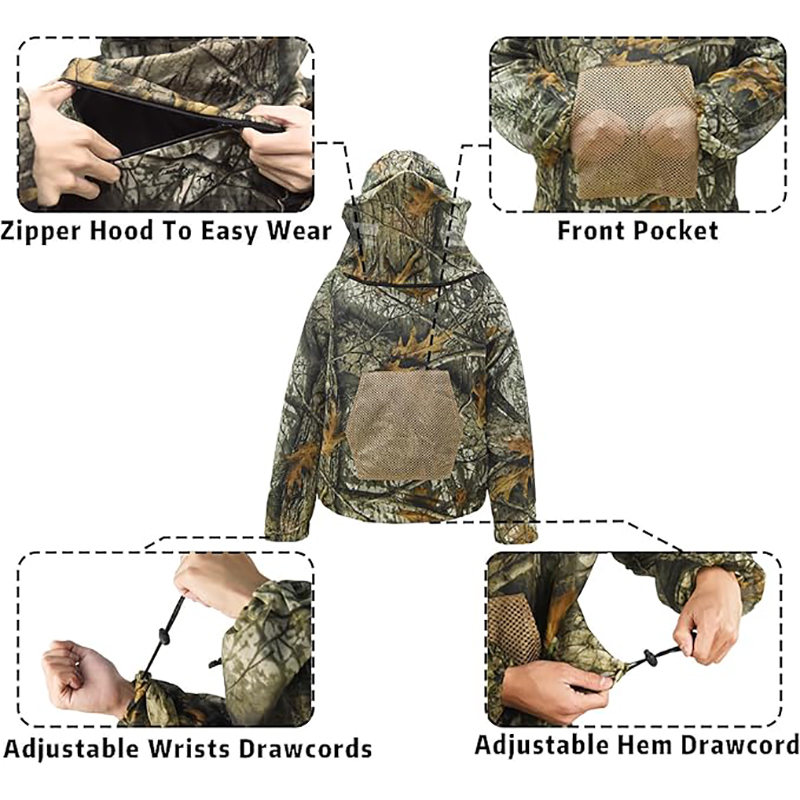 釣り養蜂防蚊パーカーセット速乾性耐摩耗性迷彩狩猟服アウトドア - Hunting And Camping In Jungle のレビューと価格