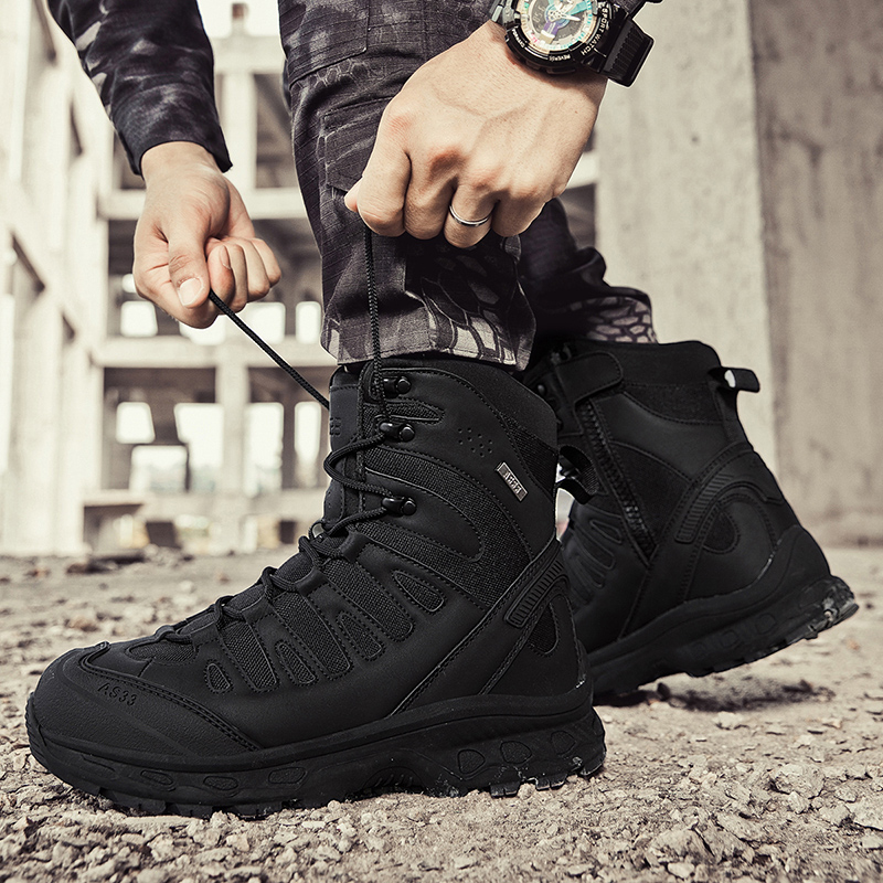 新しい男性の戦術的なブーツ軍事ブランド狩猟ハイキング靴足首防 - Outdoor Hunting Boots For Men のレビューと価格