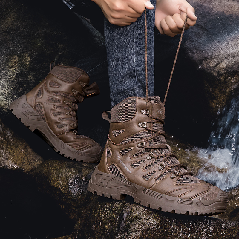 男性の屋外ハイキング戦術ブーツ足首デザートブーツスポーツ登山 - Outdoor Hunting Boots For Men のレビューと価格