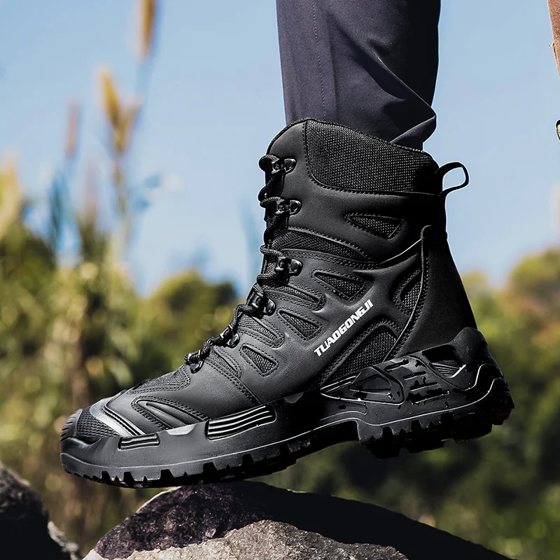 男性の屋外ハイキング戦術ブーツ足首デザートブーツスポーツ登山 - Outdoor Hunting Boots For Men のレビューと価格