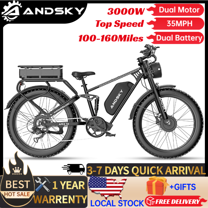 ANDSKY Apex50 AWD電動自転車 3000Wデュ - Outdoor Hunting Electric Bike のレビューと価格