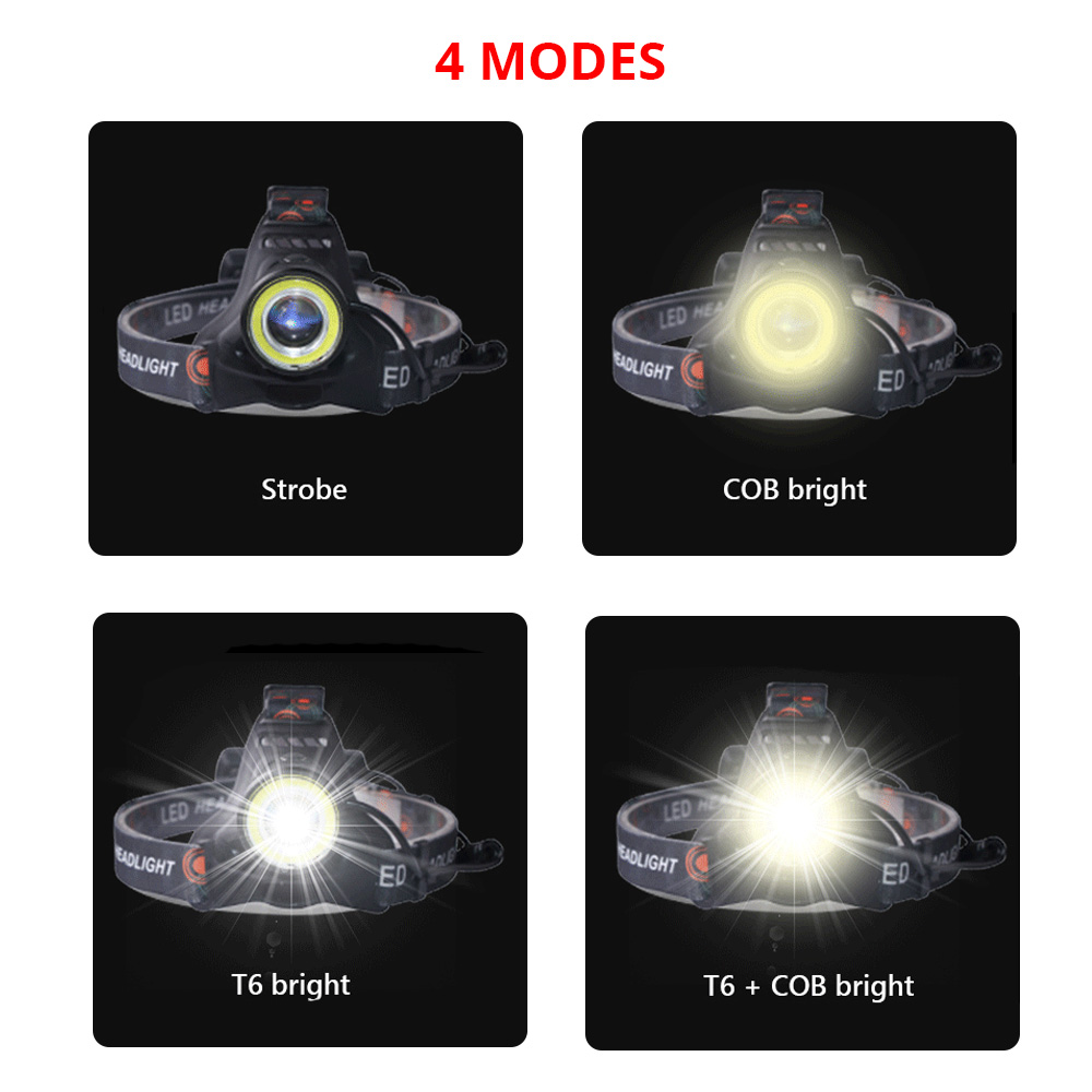 T6 Cob トーチ懐中電灯ヘッドライト USB Led ヘ - Outdoor Hunting Fishing Jobs のレビューと価格