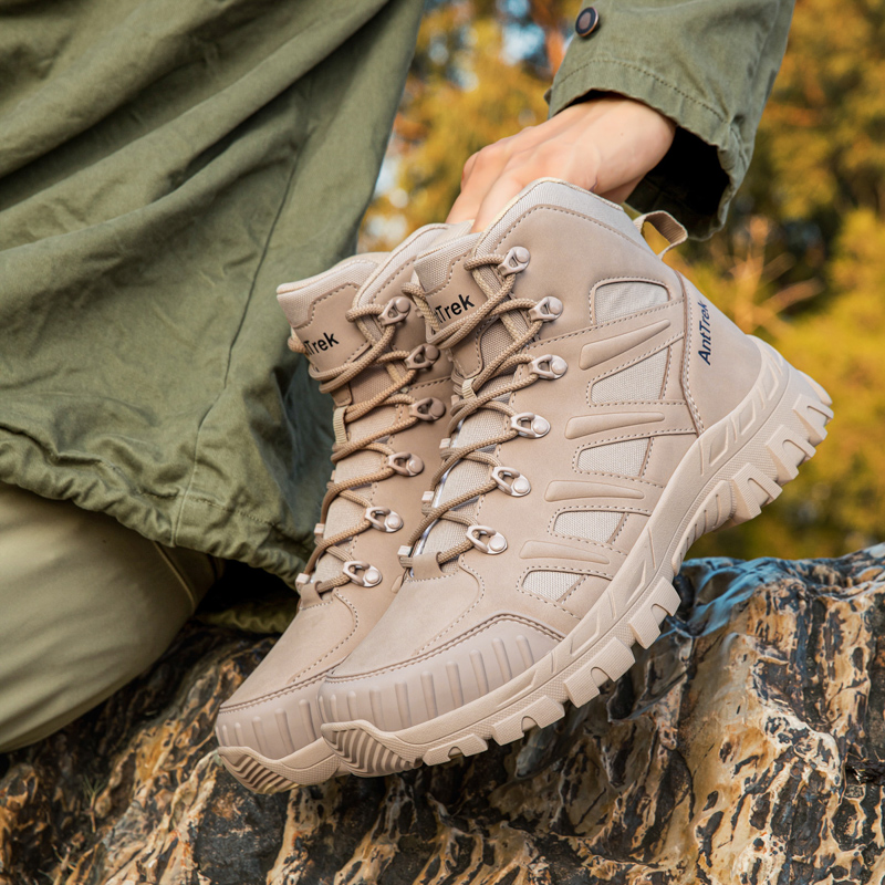 男性の戦術的なブーツ防水超軽量アンチスリップ男性高品質キャン - Outdoor Hunting Boots For Men のレビューと価格